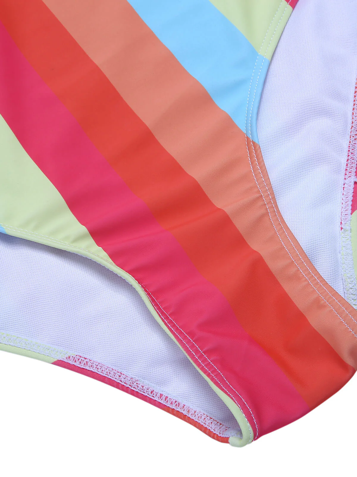 [Plus Size] Colorful 1950s Vertical Stripe Swimsuit - Image 6