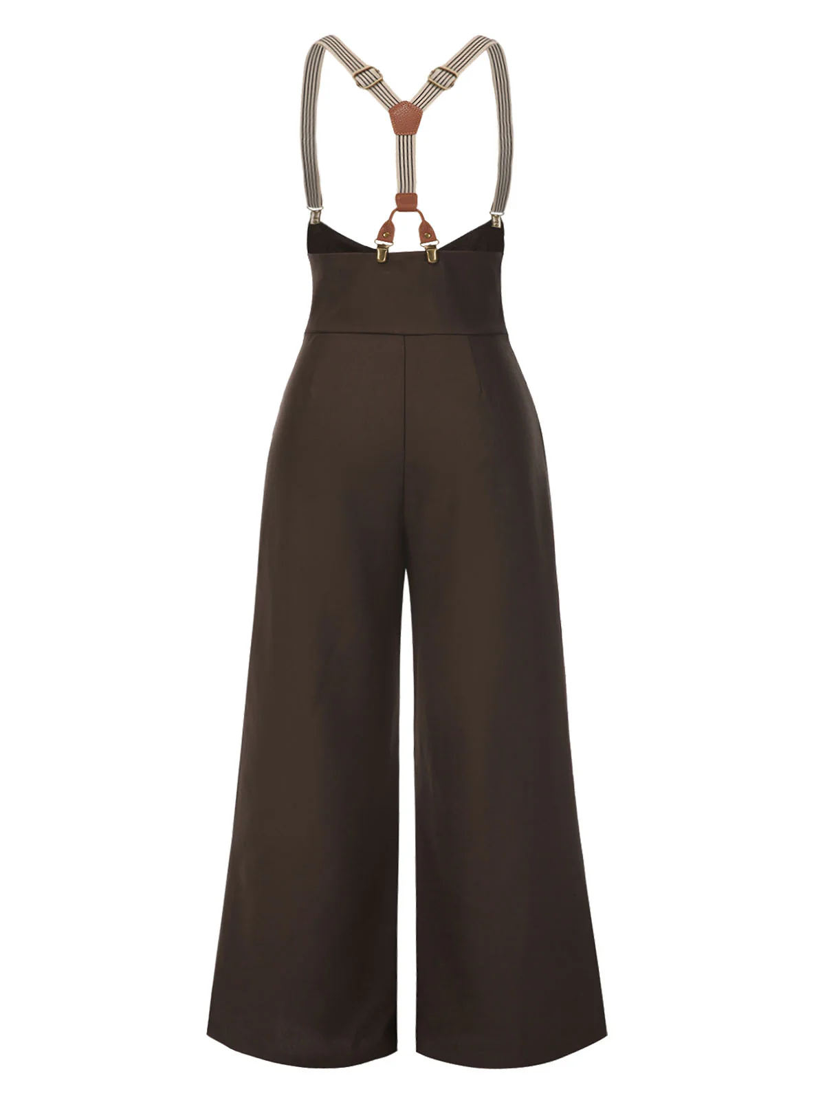 [Plus Size] Dark Brown 1950s Button Suspender Pants - Image 2