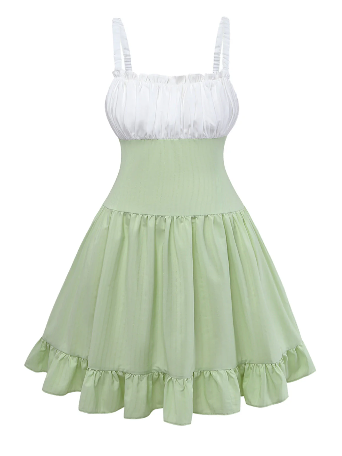 [Pre-Sale] [Plus Size] Green 1960s Ruffled Hem Smocked Dress - Image 2