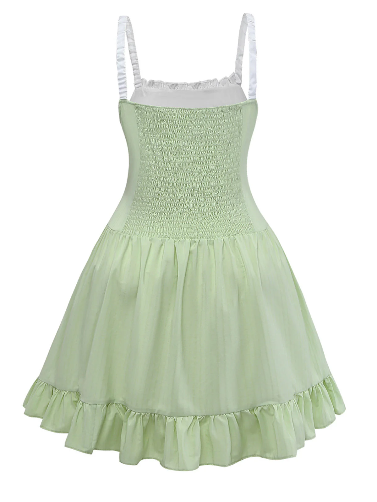 [Pre-Sale] [Plus Size] Green 1960s Ruffled Hem Smocked Dress - Image 4