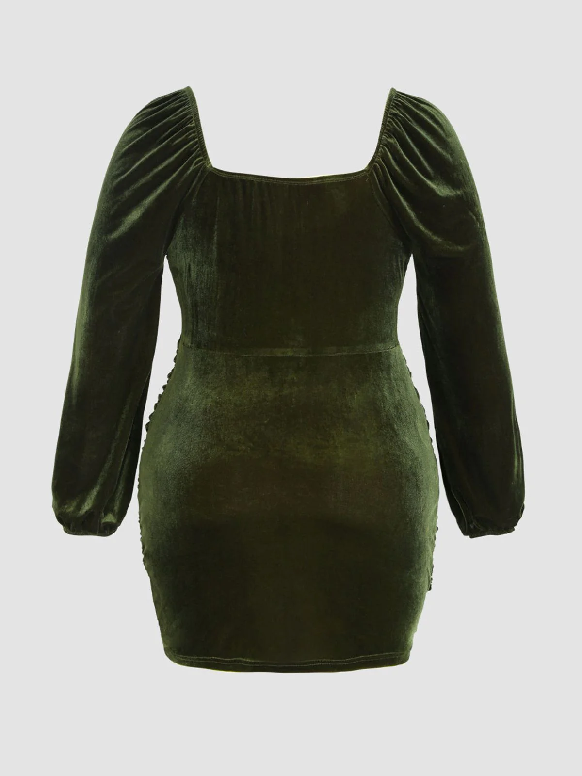 [Plus Size] Green 1960s Solid Sweetheart Wrap Dress - Image 2