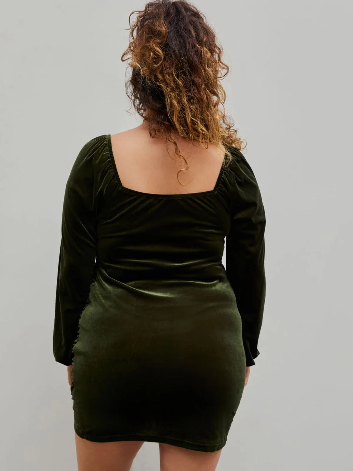 [Plus Size] Green 1960s Solid Sweetheart Wrap Dress - Image 6