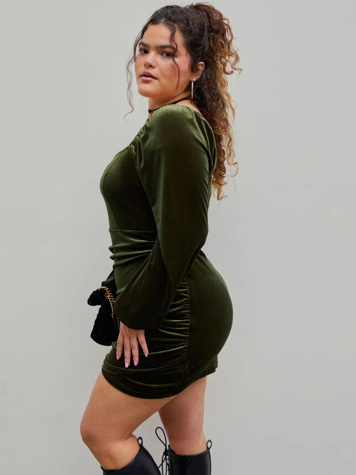 [Plus Size] Green 1960s Solid Sweetheart Wrap Dress - Image 8