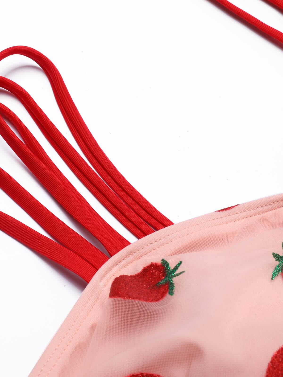 [Plus Size] 1950s Lace Strawberry Cami Tankini Set - Image 4