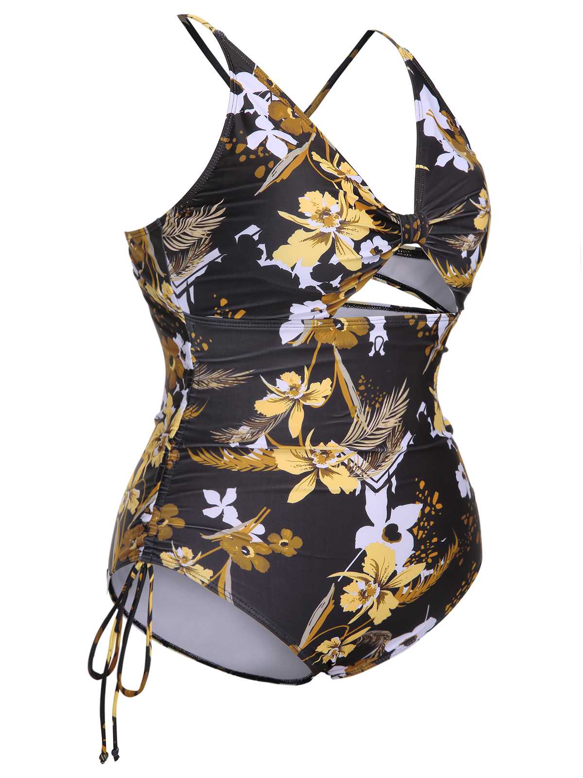 [Plus Size] Multicolor 1940s Print One-Piece Swimsuit - Image 10