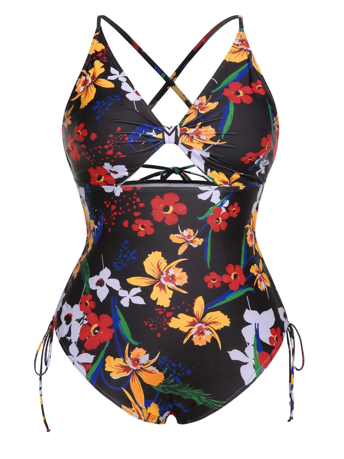 [Plus Size] Multicolor 1940s Print One-Piece Swimsuit - Image 16