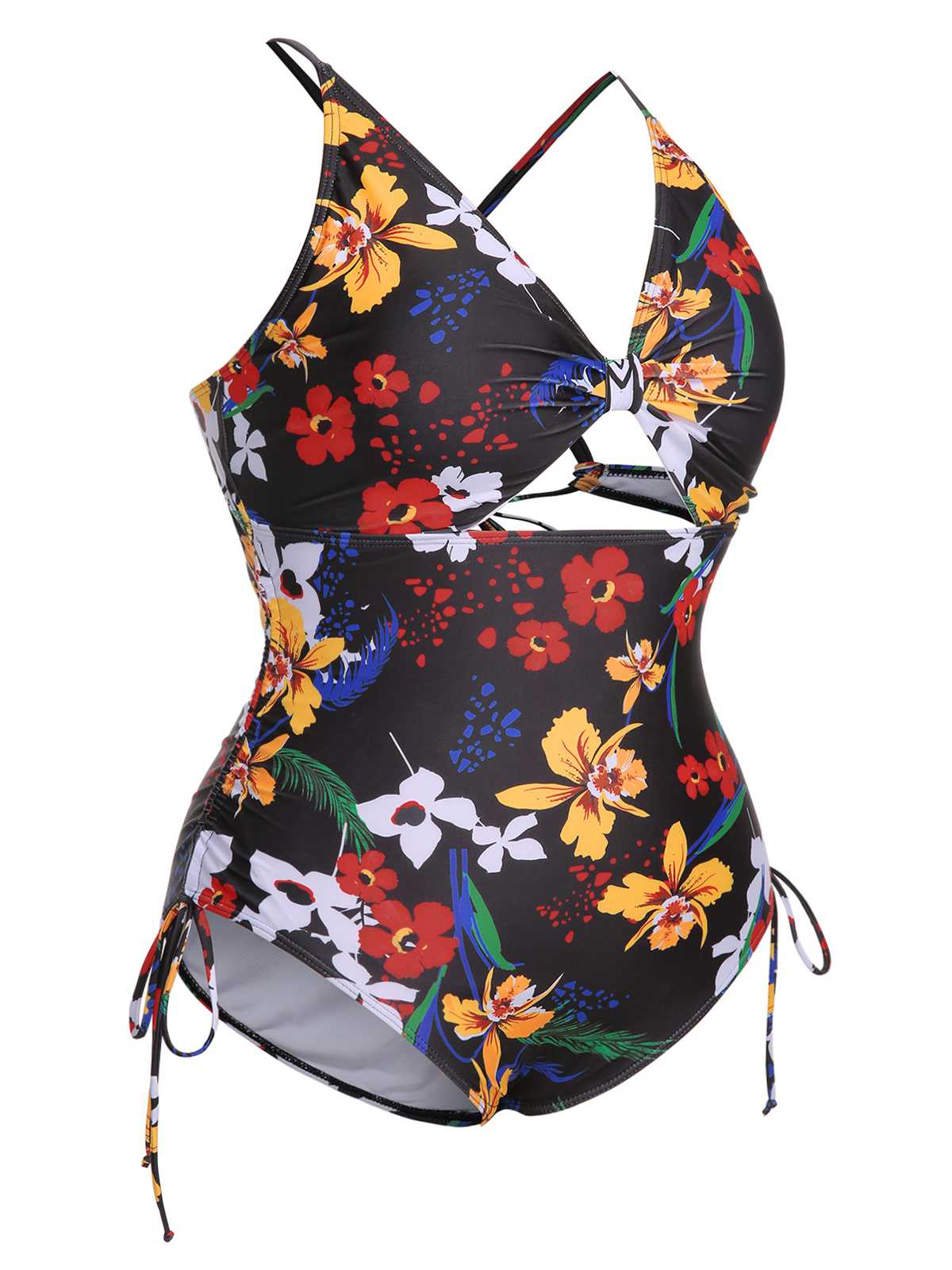 [Plus Size] Multicolor 1940s Print One-Piece Swimsuit - Image 17