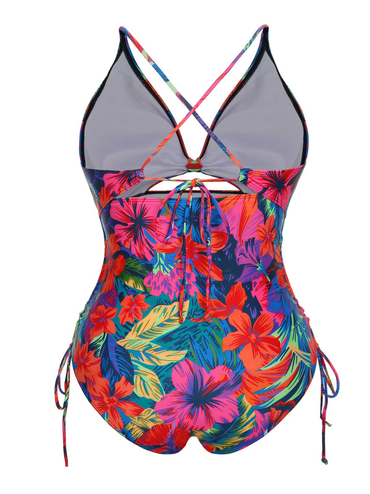 [Plus Size] Multicolor 1940s Print One-Piece Swimsuit - Image 25