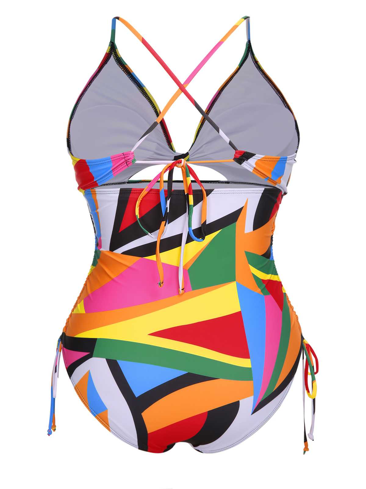 [Plus Size] Multicolor 1940s Print One-Piece Swimsuit - Image 4