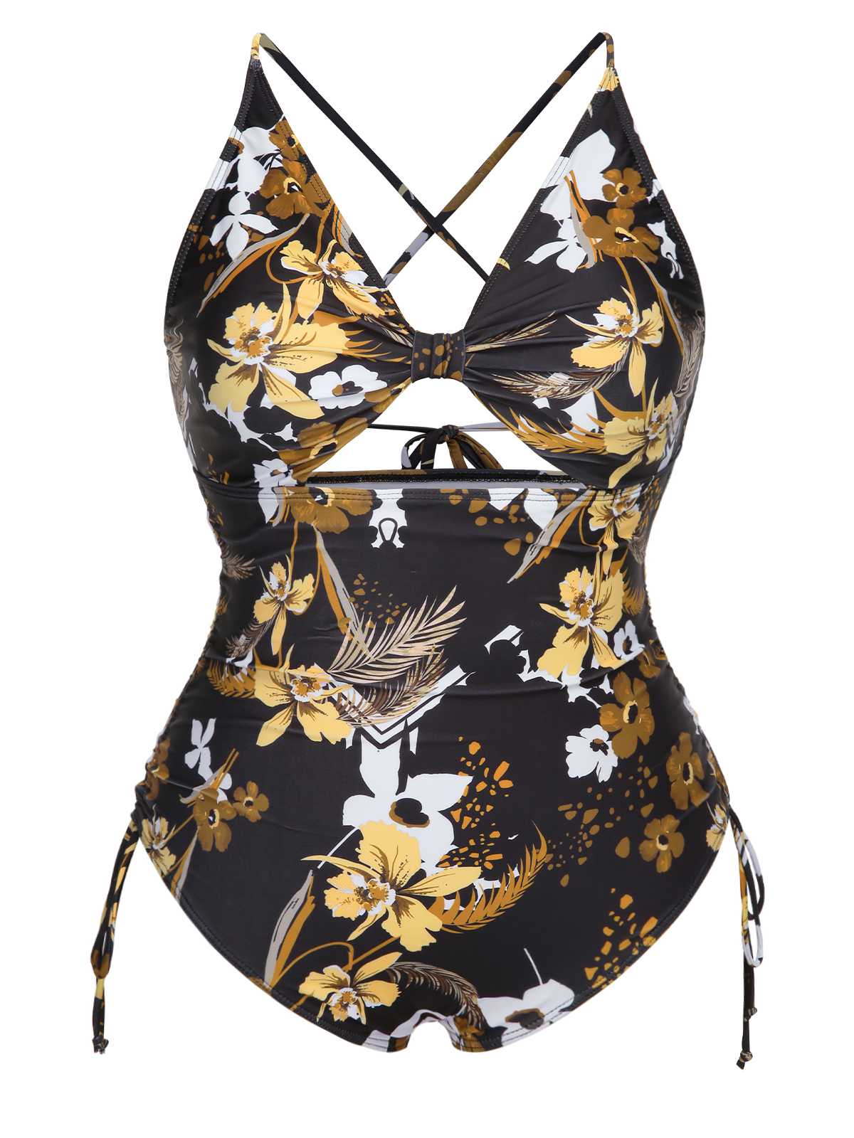 [Plus Size] Multicolor 1940s Print One-Piece Swimsuit - Image 9