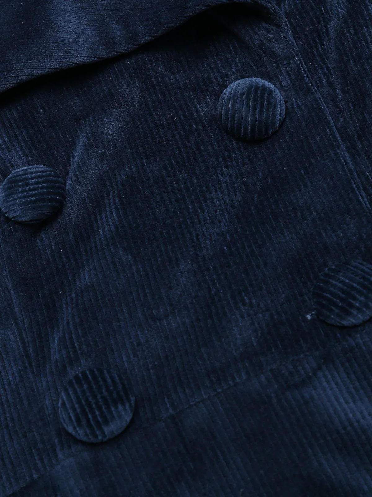[Plus Size] Navy Blue 1950s Corduroy Long Coat - Image 6