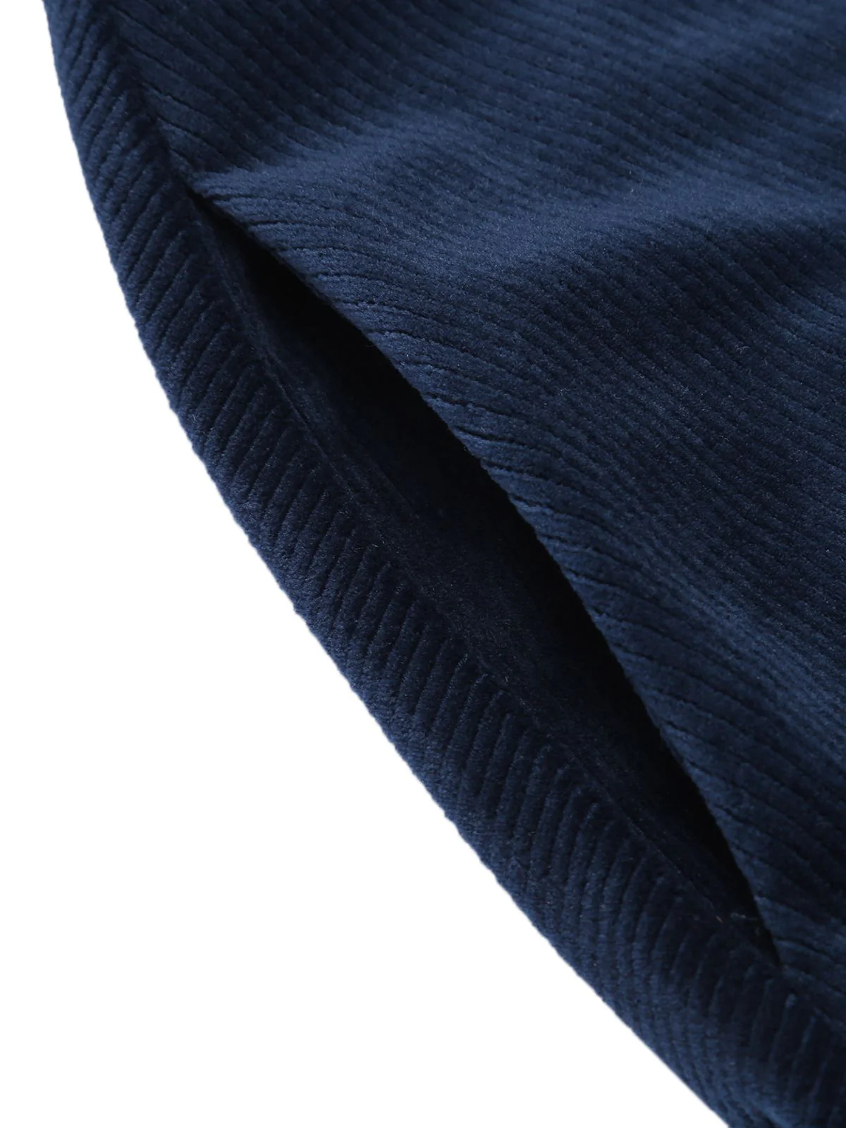 [Plus Size] Navy Blue 1950s Corduroy Long Coat - Image 9