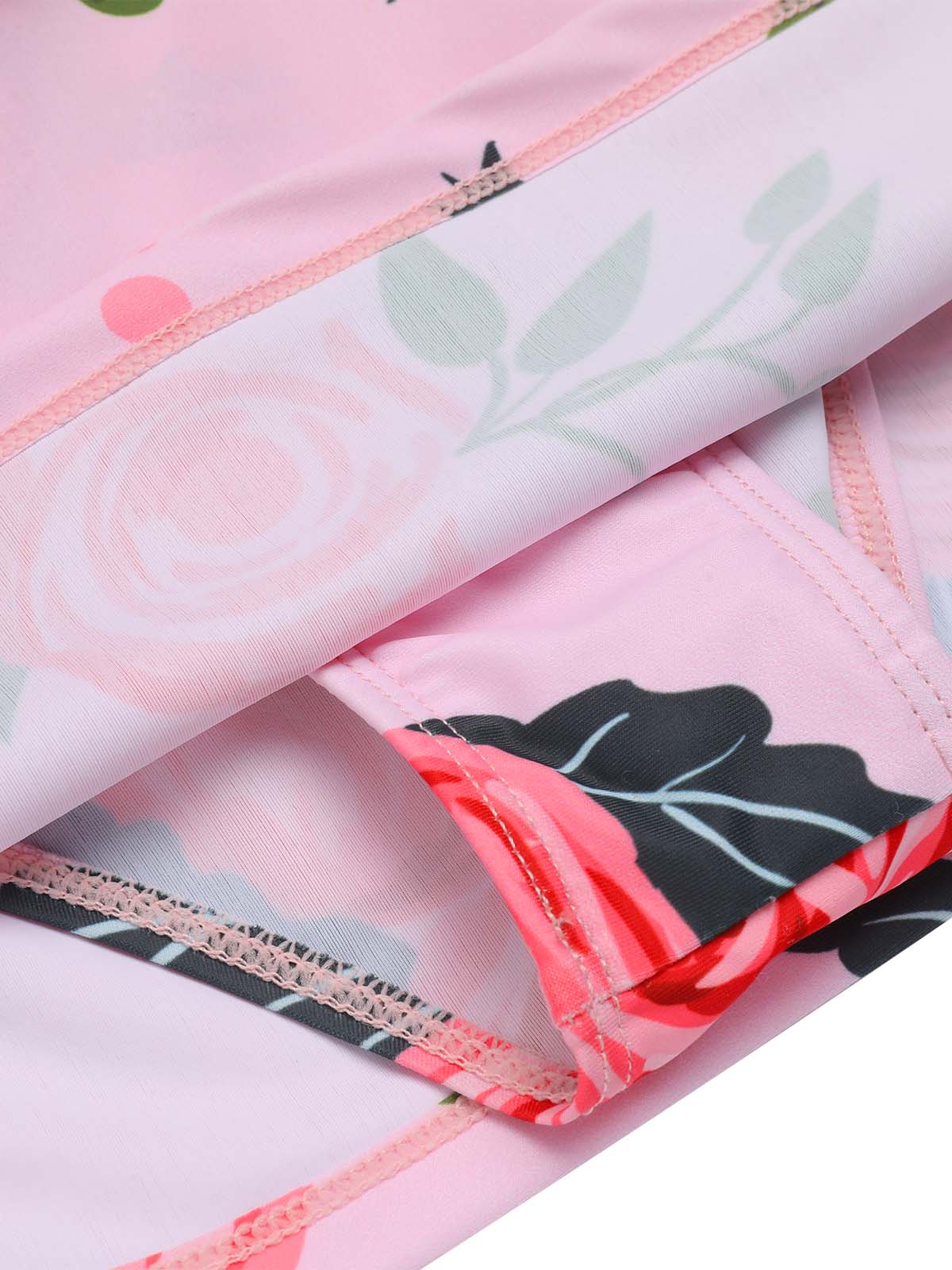 [US Warehouse] [Plus Size] Pink 1930s Roses Halter Belt Swimsuit - Image 5