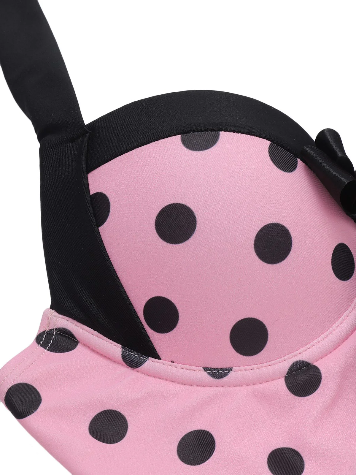 [Plus Size] Pink 1940s Polka Dots Hater Swimsuit - Image 5