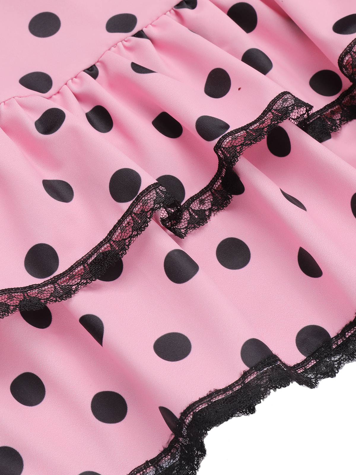 [Plus Size] Pink 1940s Polka Dots Hater Swimsuit - Image 6