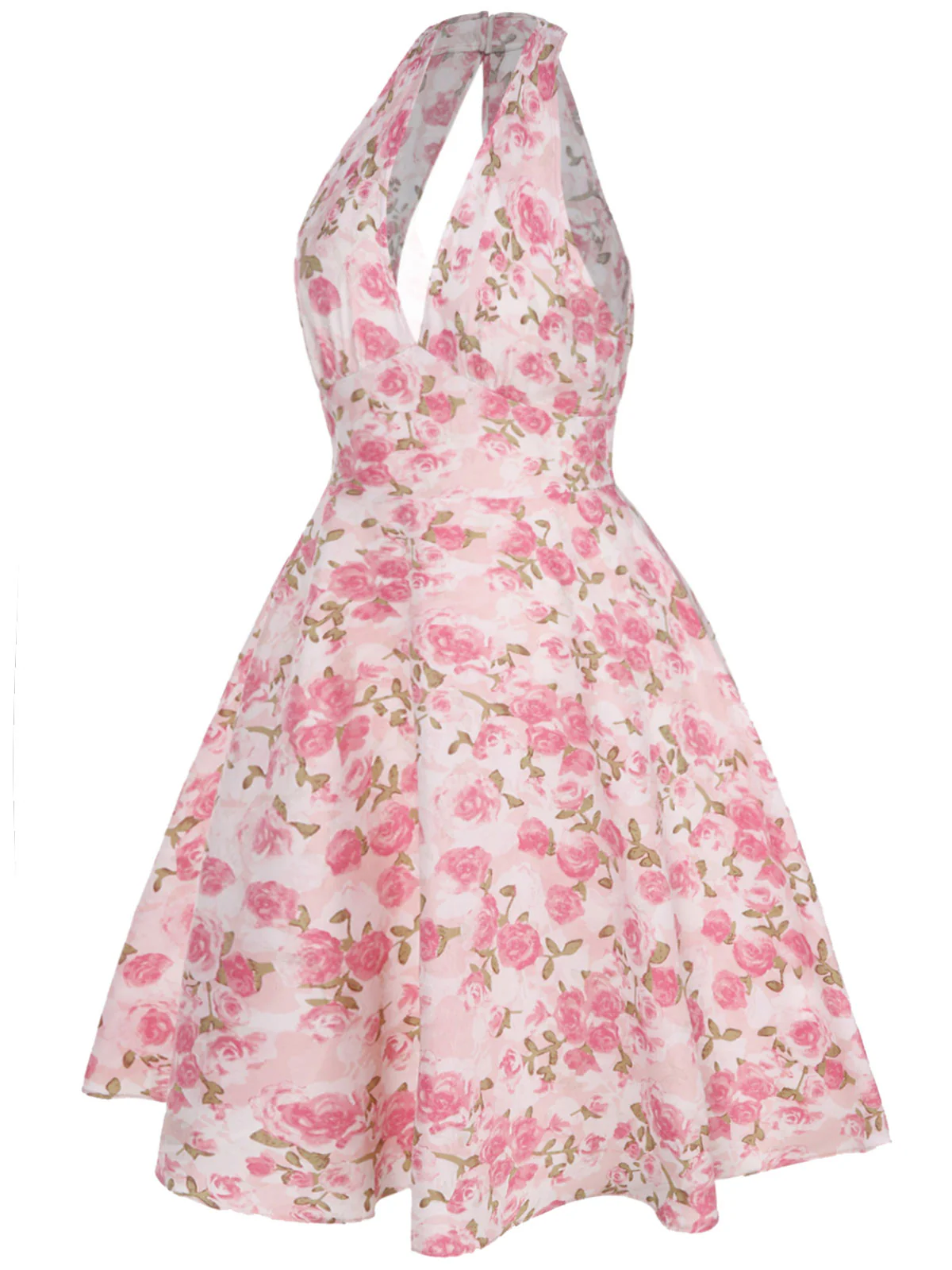 [Pre-Sale] [Plus Size] Pink 1950s Floral V-Neck Dress - Image 3