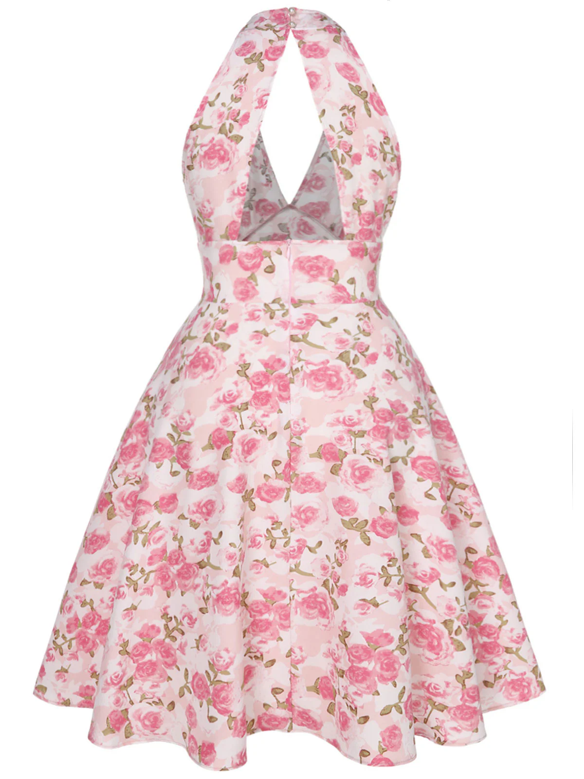 [Pre-Sale] [Plus Size] Pink 1950s Floral V-Neck Dress - Image 4