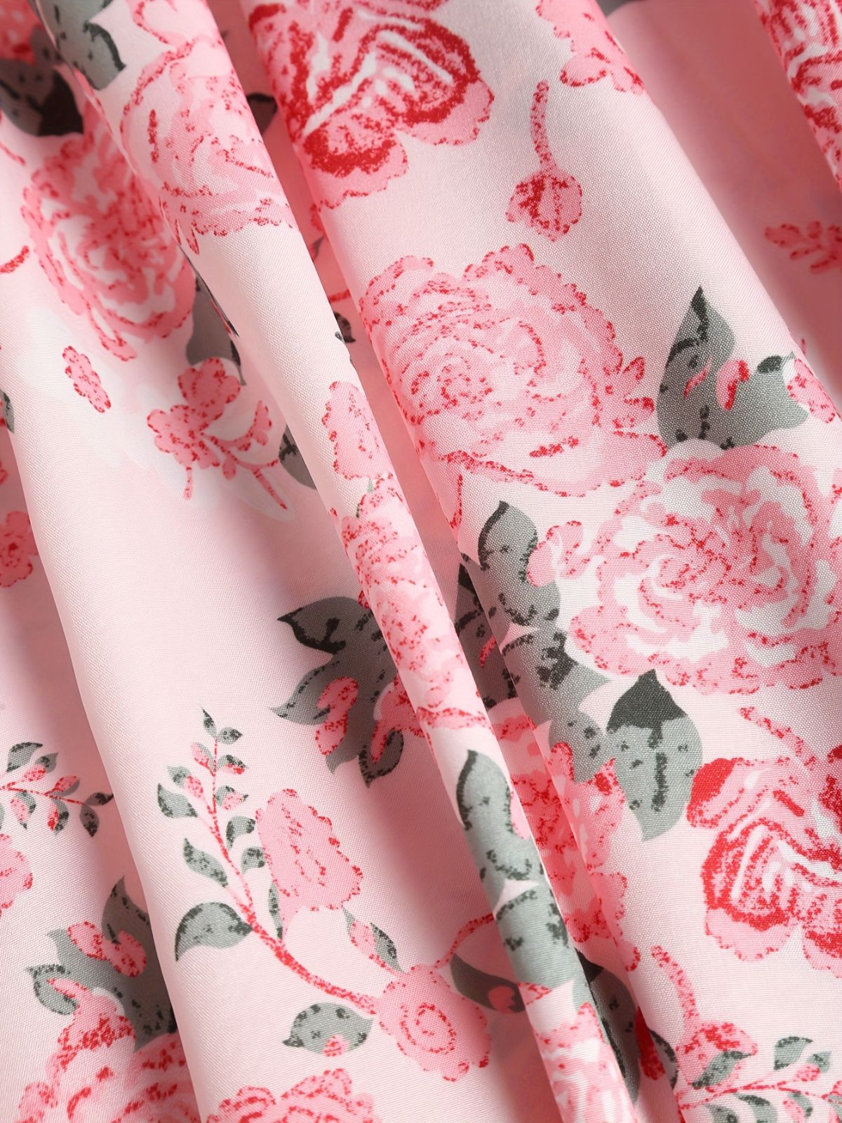 [Plus Size] Pink 1950s Square Neck Floral Dress - Image 4
