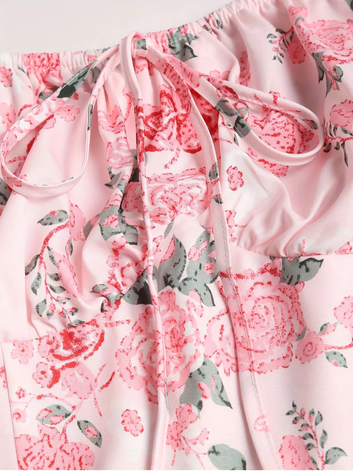 [Plus Size] Pink 1950s Square Neck Floral Dress - Image 5