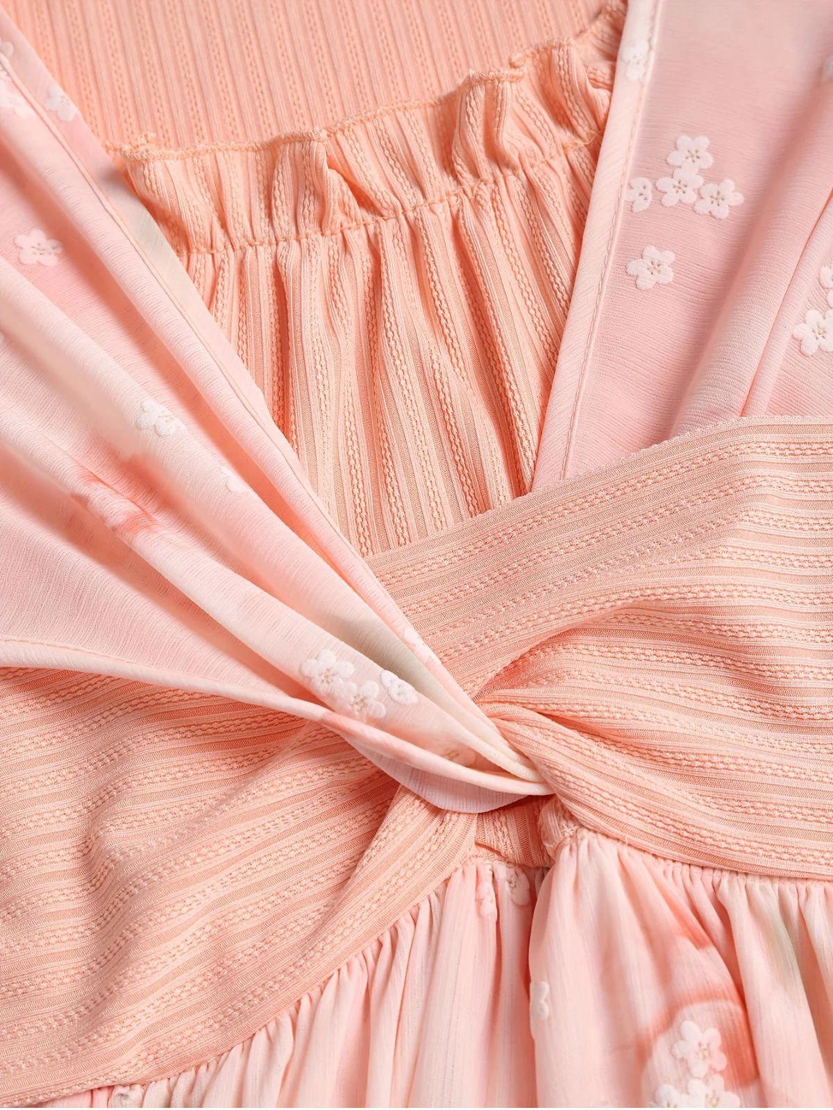 [Plus Size] Pink 1970s Floral Ruffled Irregular Hem Dress - Image 6