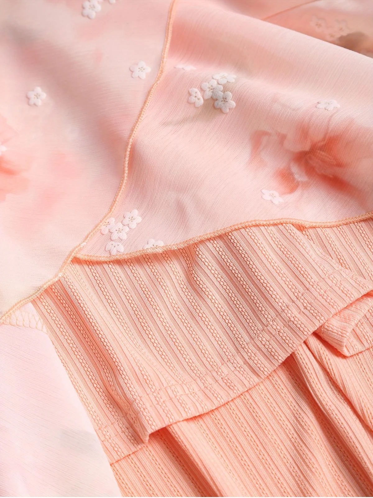 [Plus Size] Pink 1970s Floral Ruffled Irregular Hem Dress - Image 7