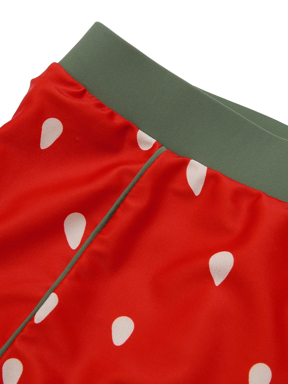 [Plus Size] Red 1950s Strawberry Ruffle Strap Swimsuit - Image 6