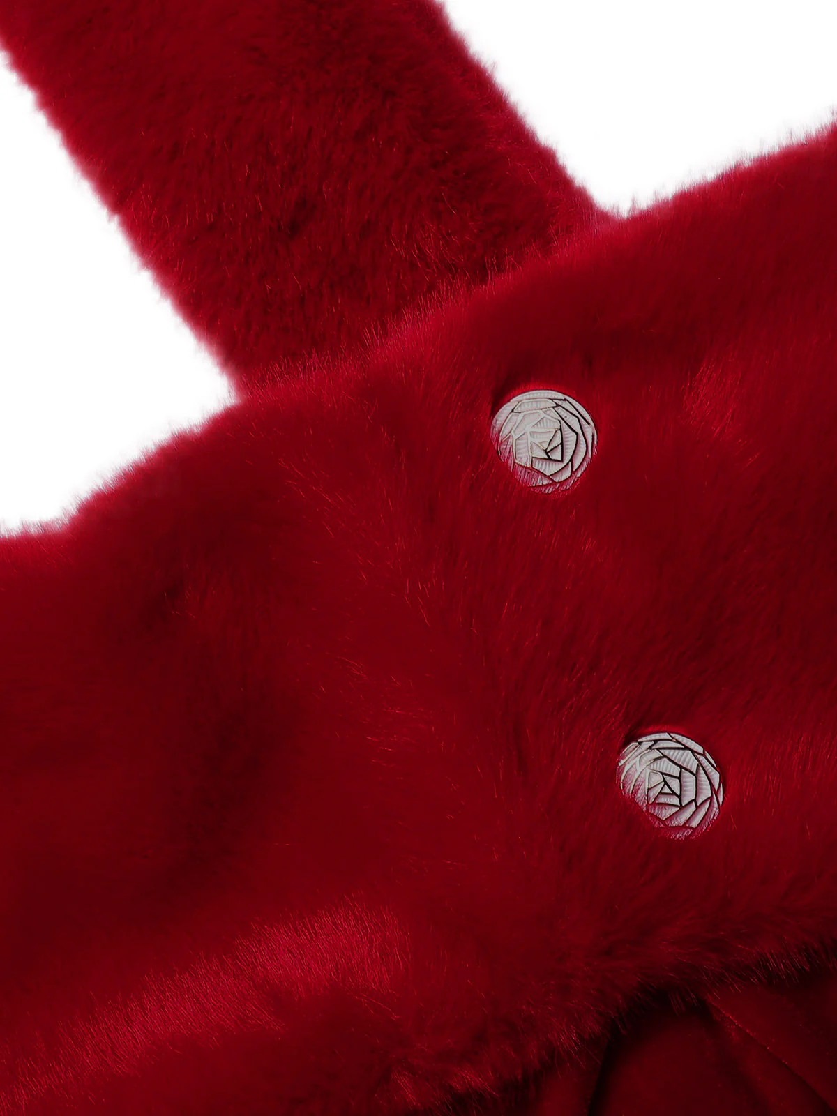 [Plus Size] Red 1950s Velvet Off Shoulder Button Jumpsuit - Image 3