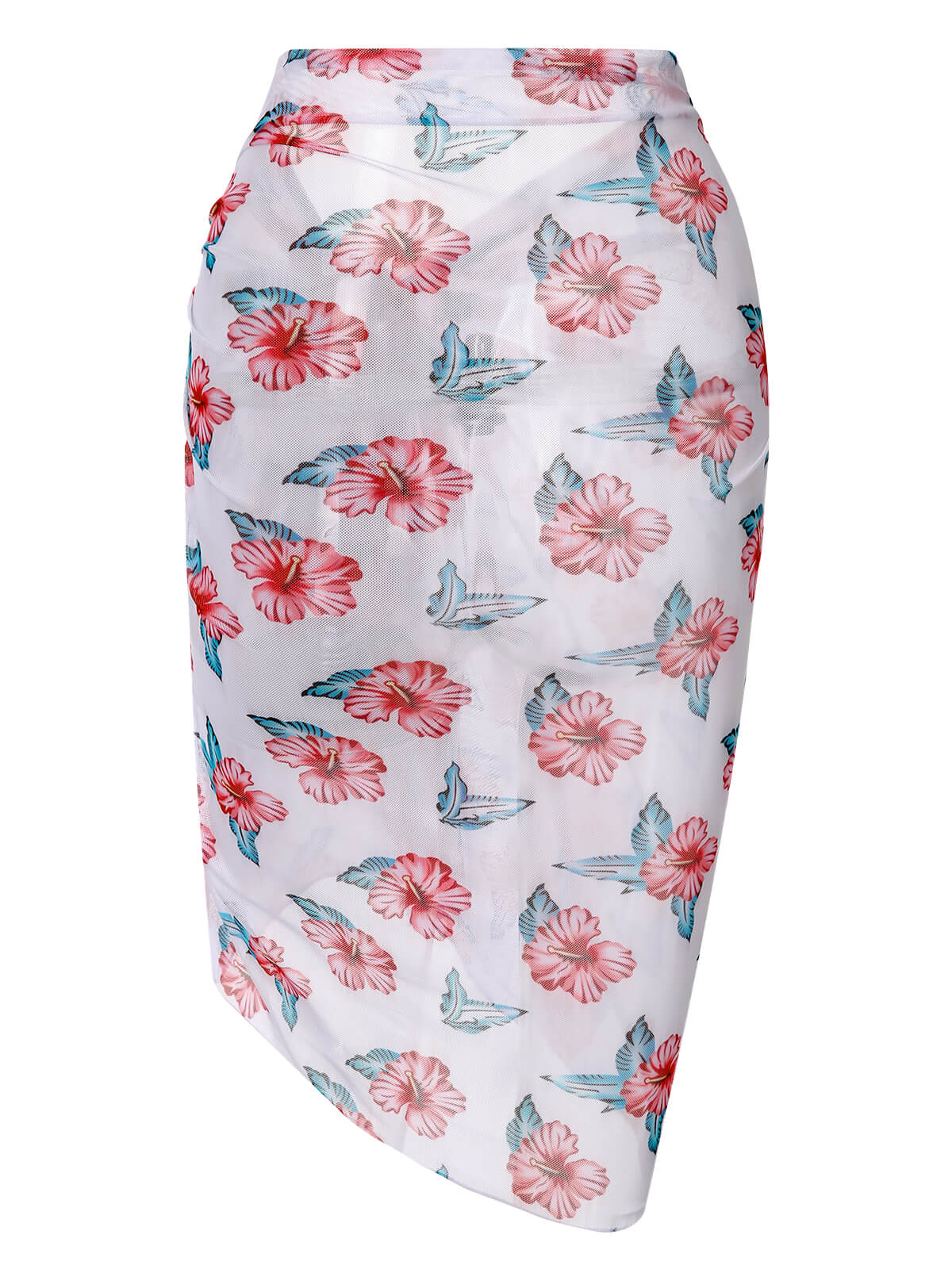 [Plus Size] Wine Red 1930s Floral Bikini Set & Cover-Up - Image 10