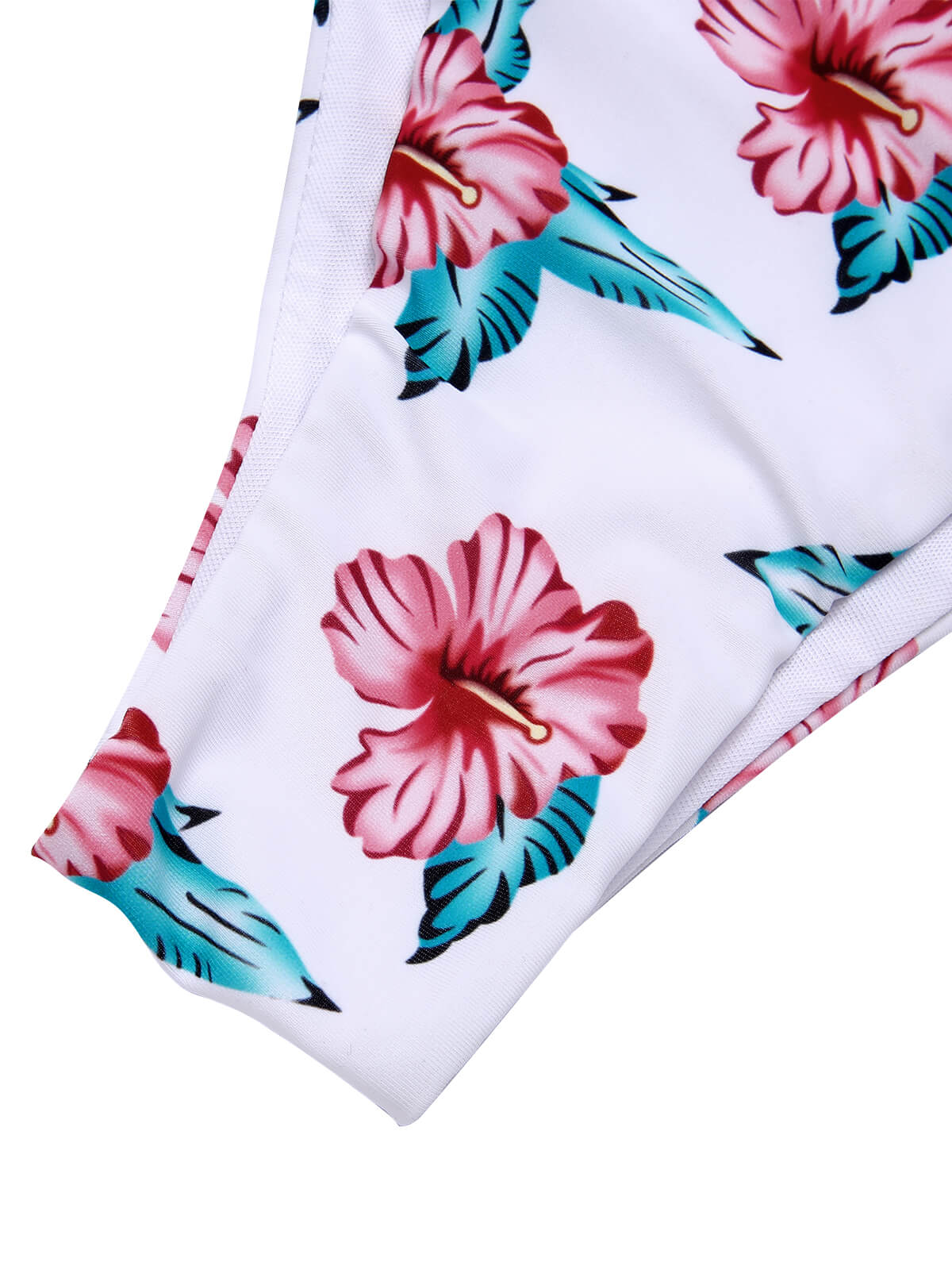 [Plus Size] Wine Red 1930s Floral Bikini Set & Cover-Up - Image 14