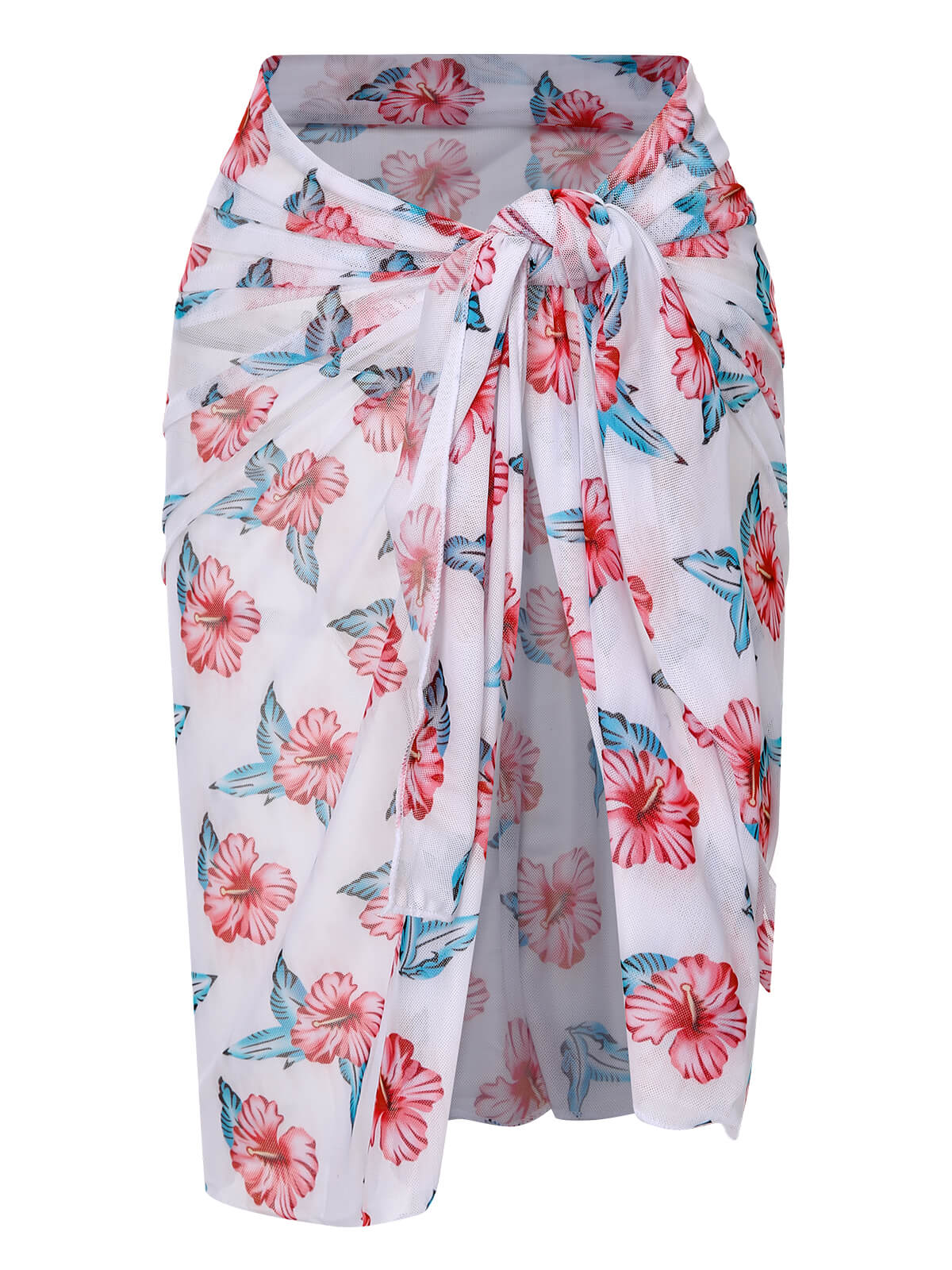 [Plus Size] Wine Red 1930s Floral Bikini Set & Cover-Up - Image 8