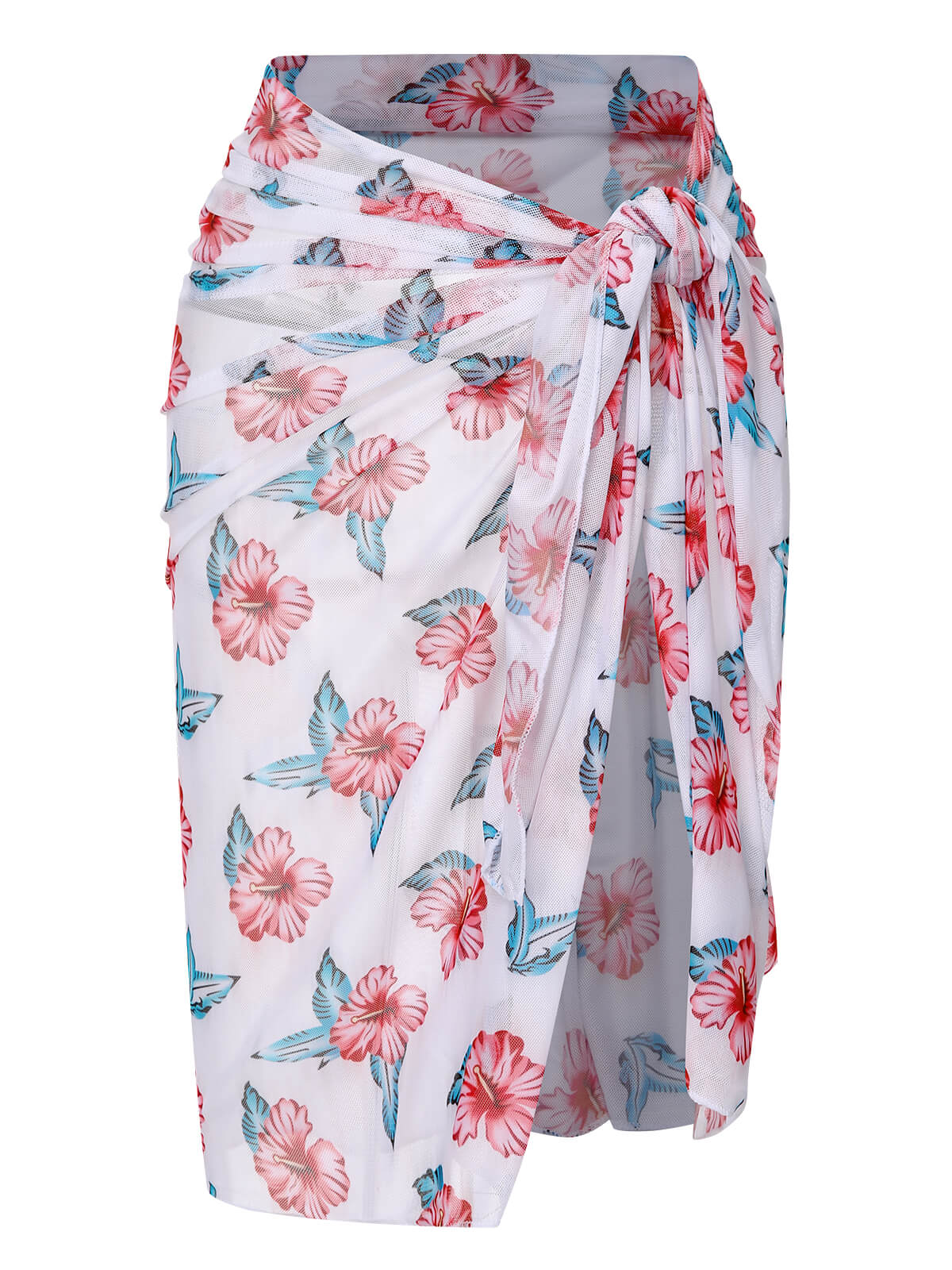 [Plus Size] Wine Red 1930s Floral Bikini Set & Cover-Up - Image 9