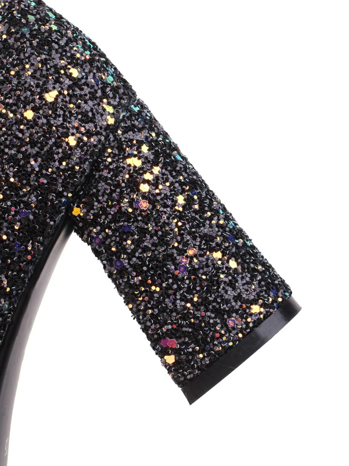 Point Toe Sequined Chunky Heel Ankle Boots - Image 11