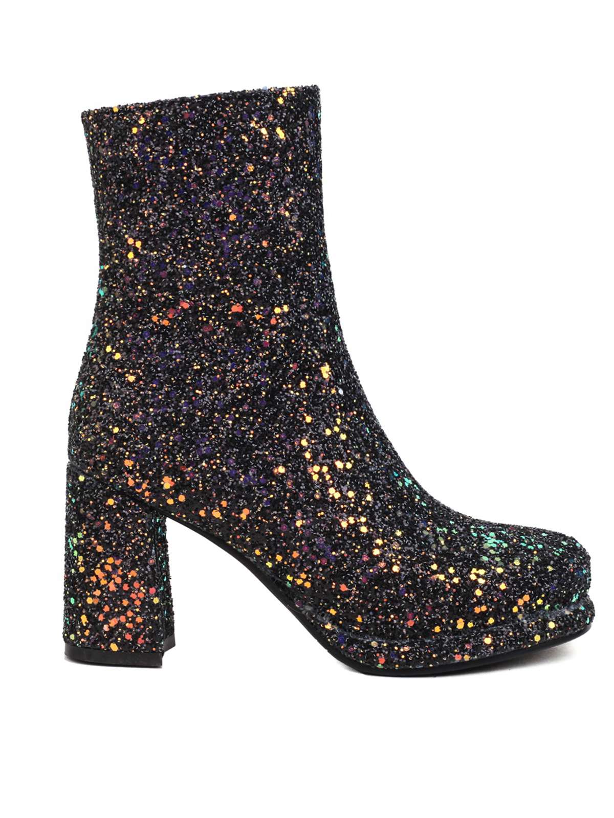 Point Toe Sequined Chunky Heel Ankle Boots - Image 8