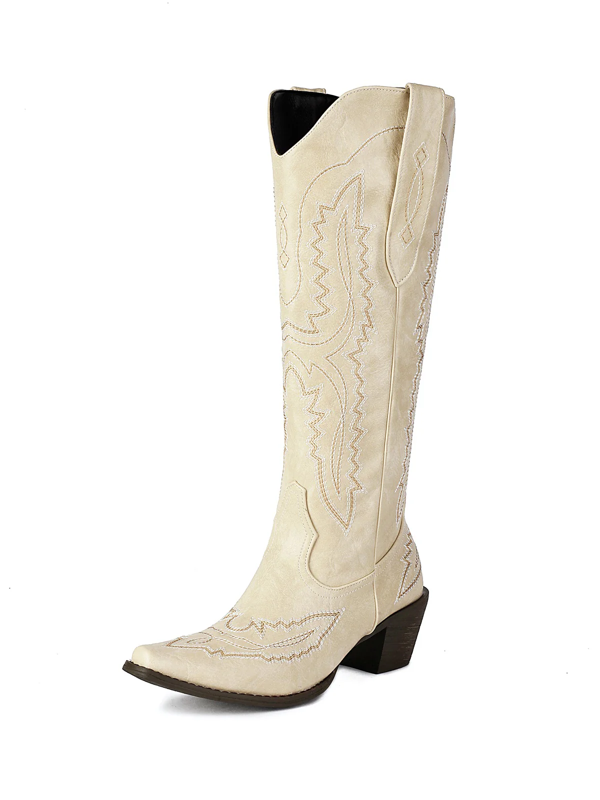 Pointed Embroidered Cowboy Knee-High Boots - Image 10