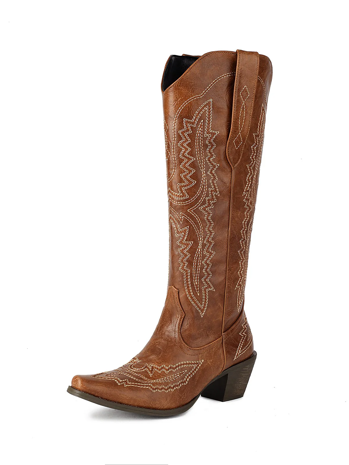 Pointed Embroidered Cowboy Knee-High Boots - Image 14