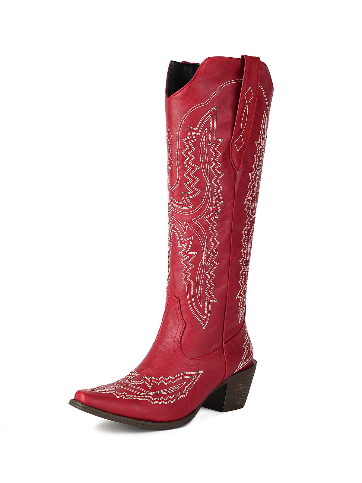Pointed Embroidered Cowboy Knee-High Boots - Image 19