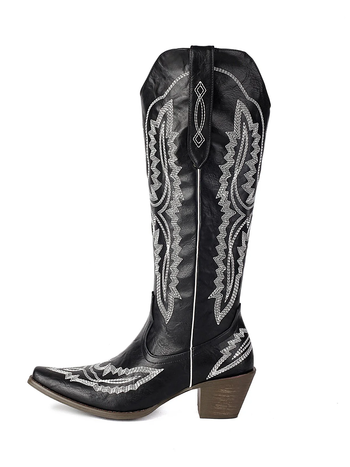 Pointed Embroidered Cowboy Knee-High Boots - Image 6