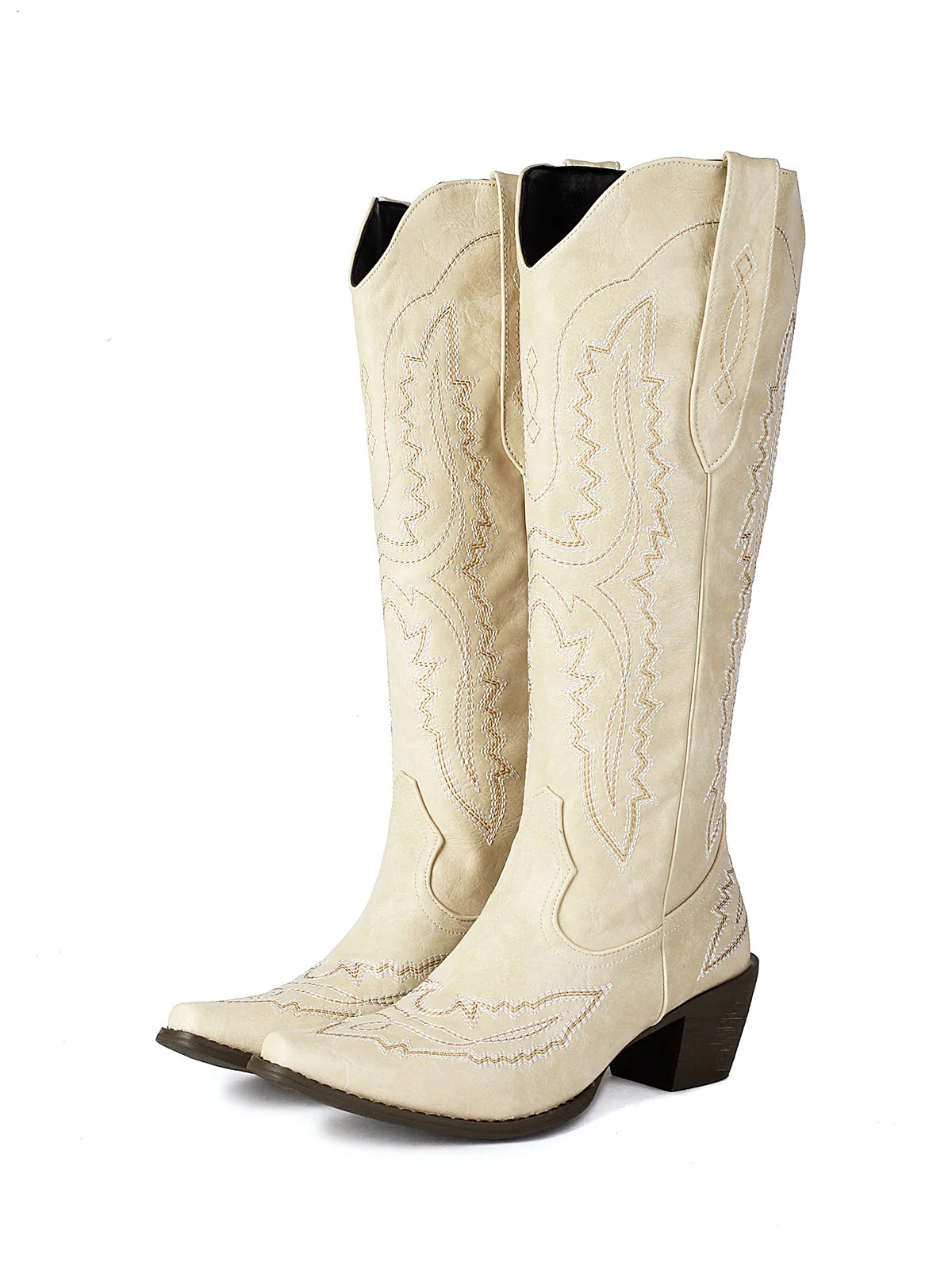 Pointed Embroidered Cowboy Knee-High Boots - Image 9