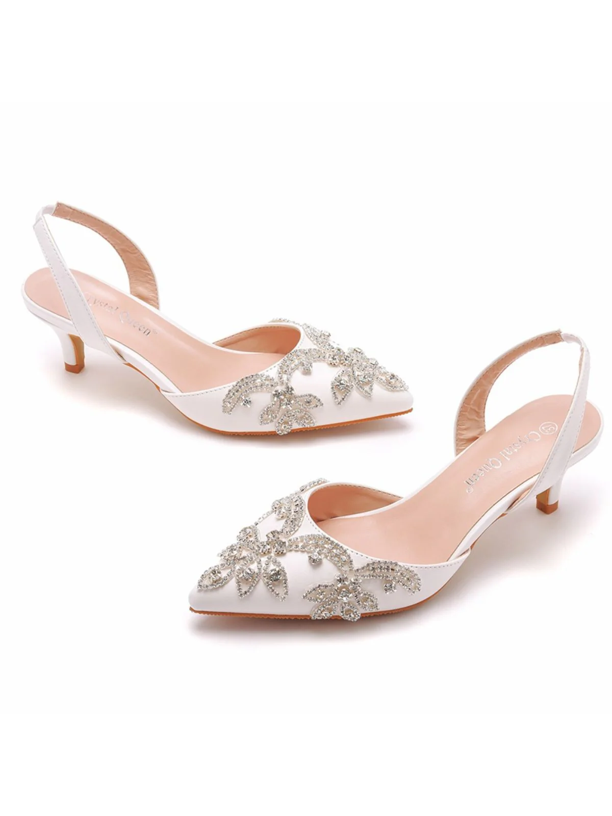 Pointed Rhinestoned Slingback Stiletto High Heels - Image 2