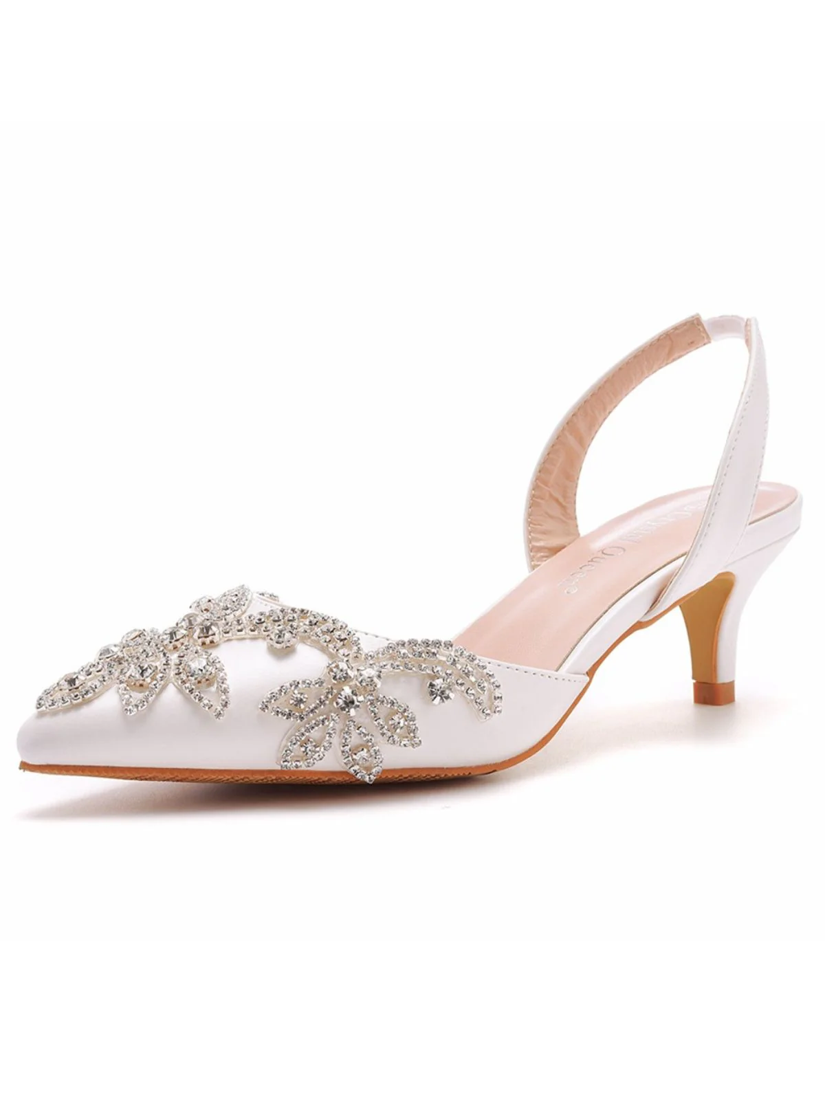 Pointed Rhinestoned Slingback Stiletto High Heels - Image 4