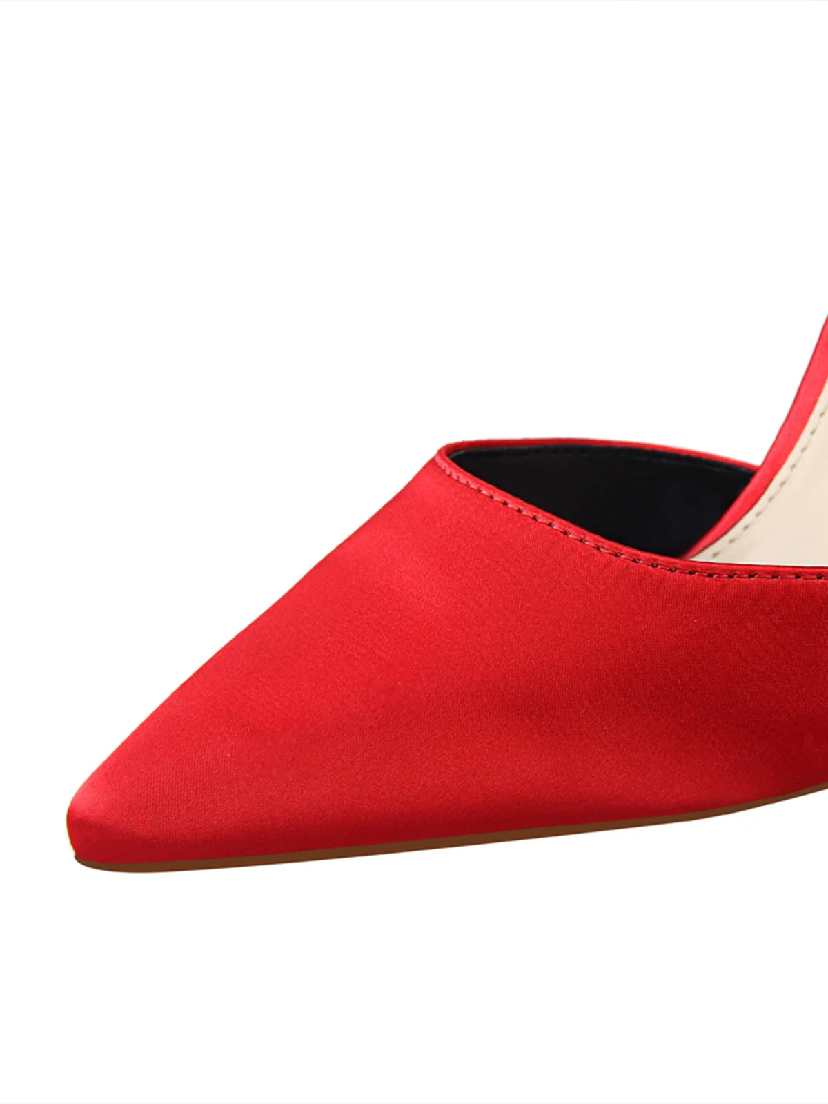 Pointed Toe Bow Strap Satin High Heels Shoes - Image 21