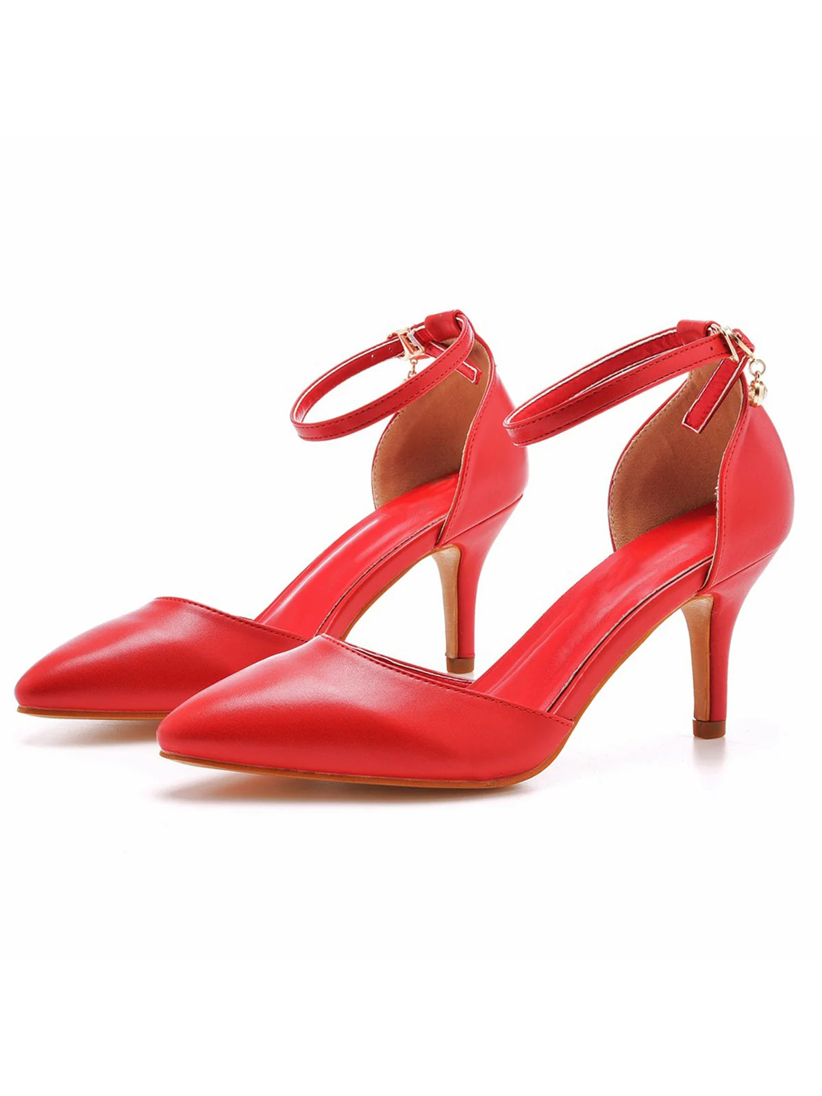 Pointed Toe Leather Stiletto Heels Shoes - Image 2