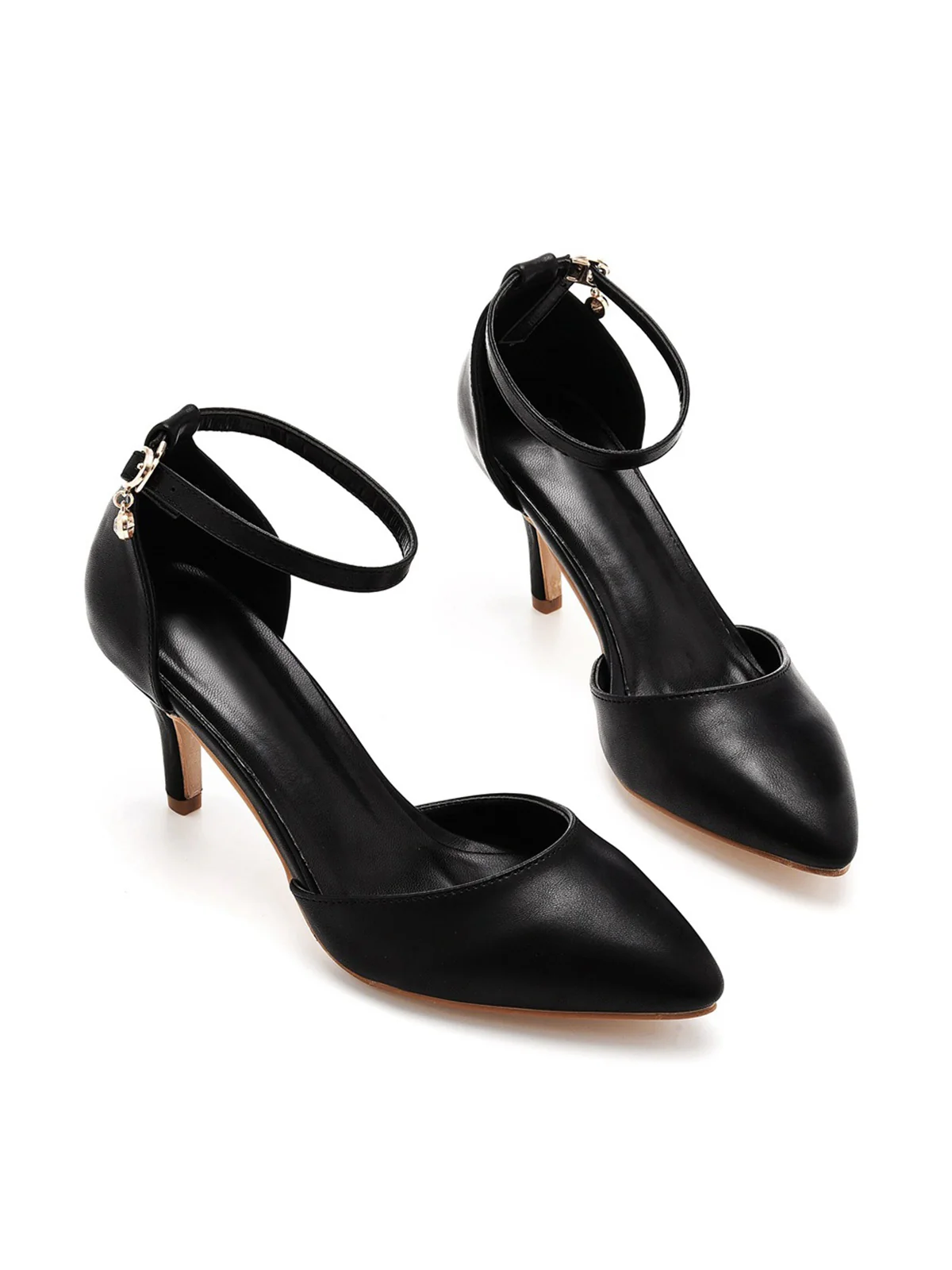 Pointed Toe Leather Stiletto Heels Shoes - Image 4