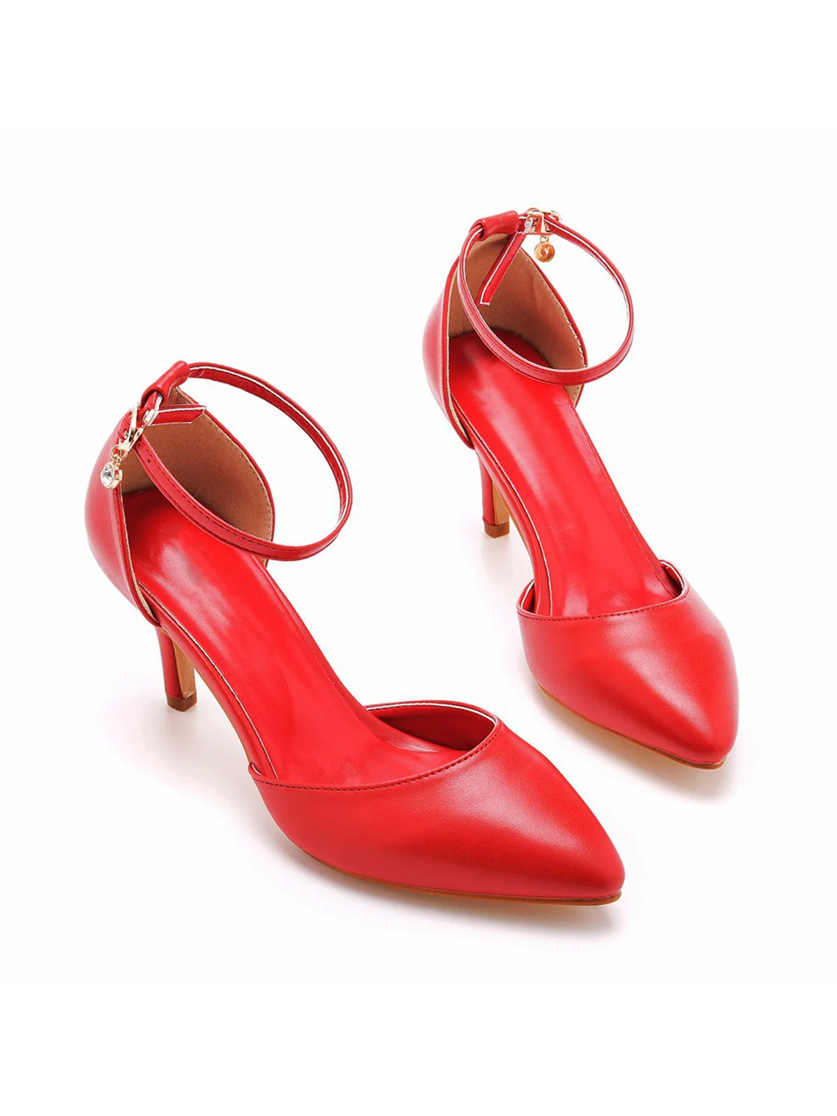 Pointed Toe Leather Stiletto Heels Shoes - Image 5
