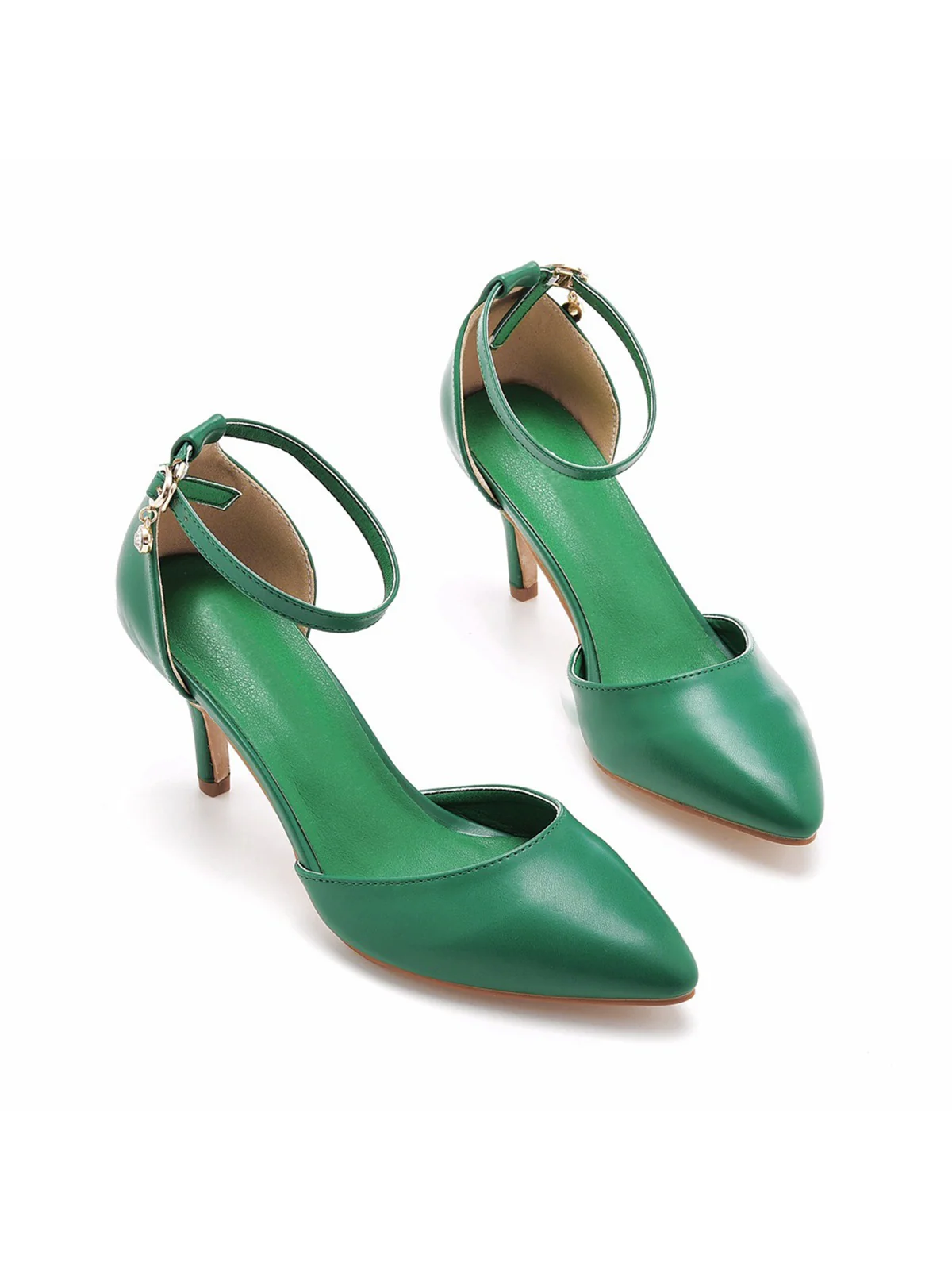 Pointed Toe Leather Stiletto Heels Shoes - Image 6