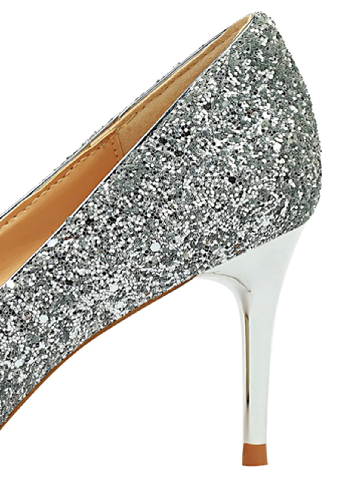 Pointed Toe Sequins Glitter High Heels Shoes - Image 14
