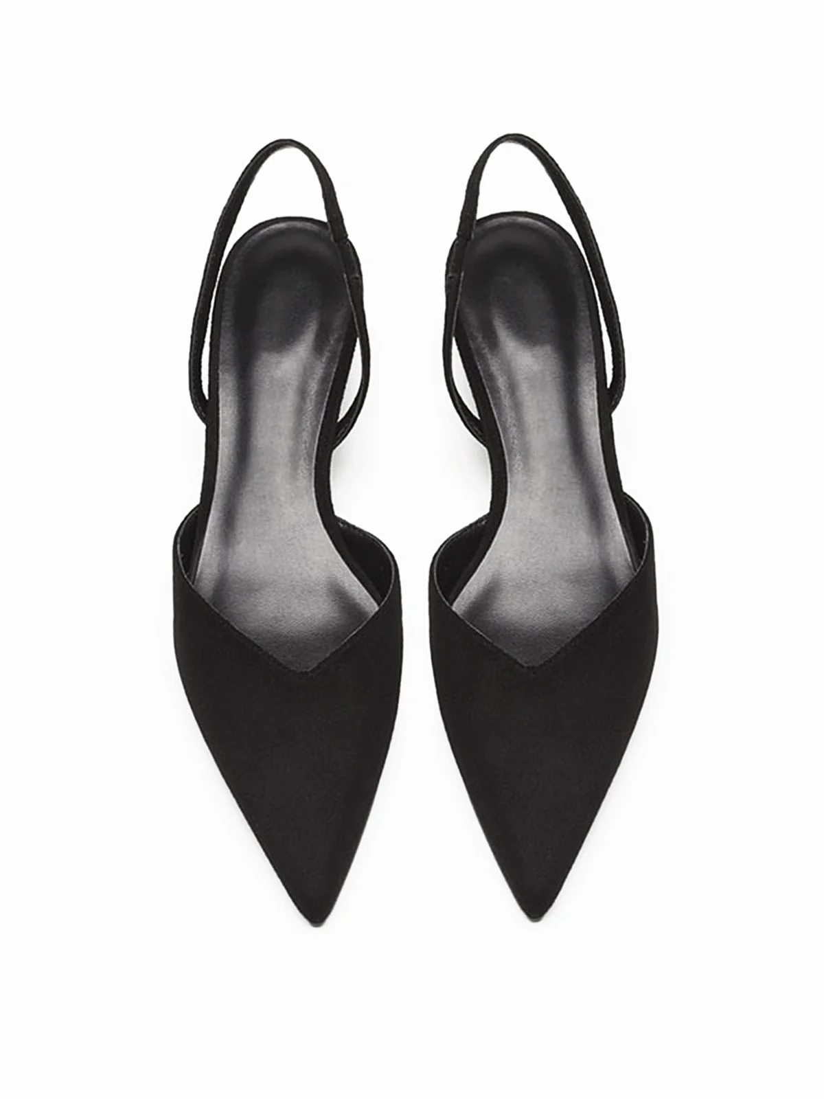 Pointed-Toe Solid Slingback Strap Low Block Shoes - Image 7