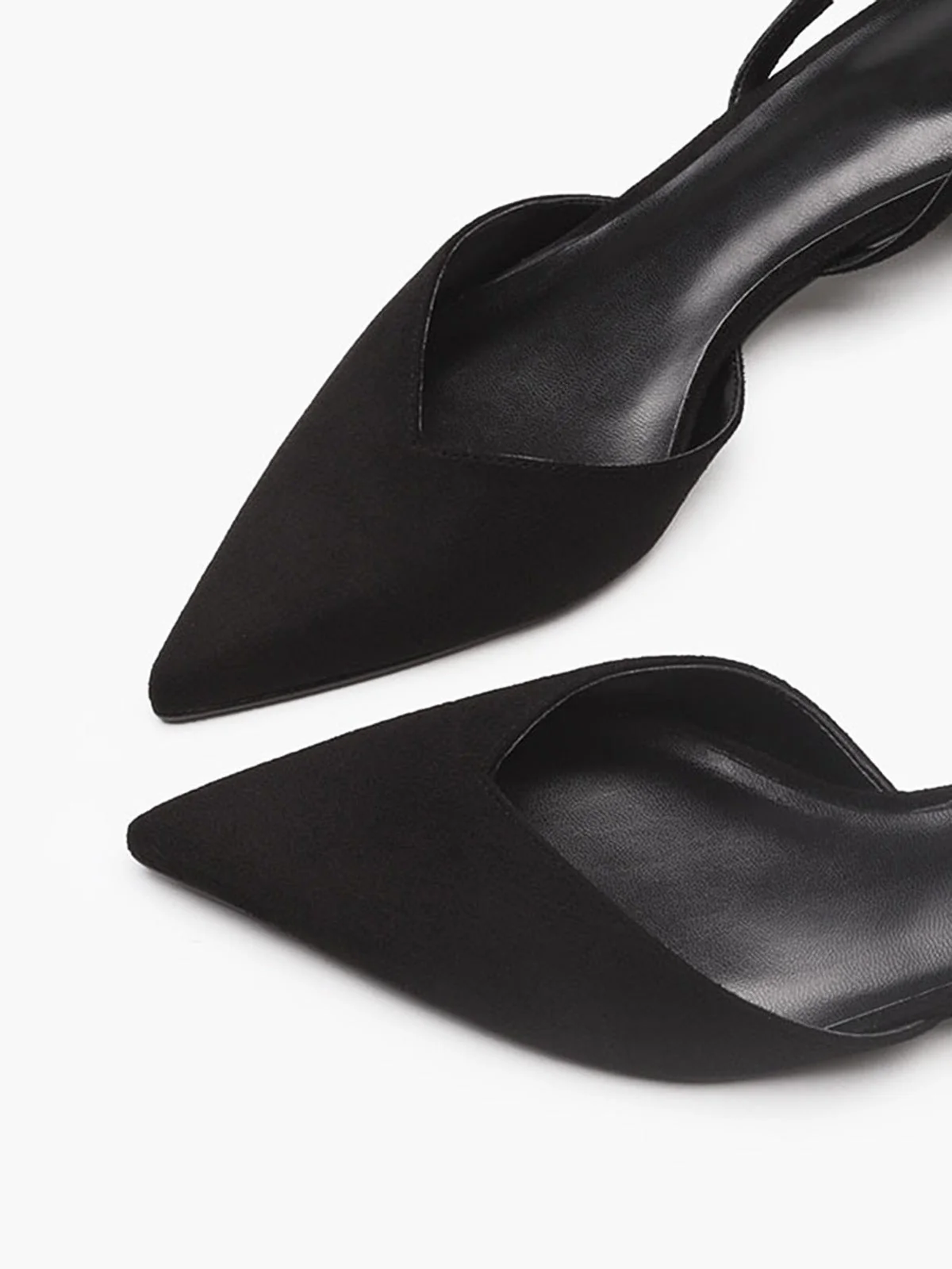 Pointed-Toe Solid Slingback Strap Low Block Shoes - Image 8