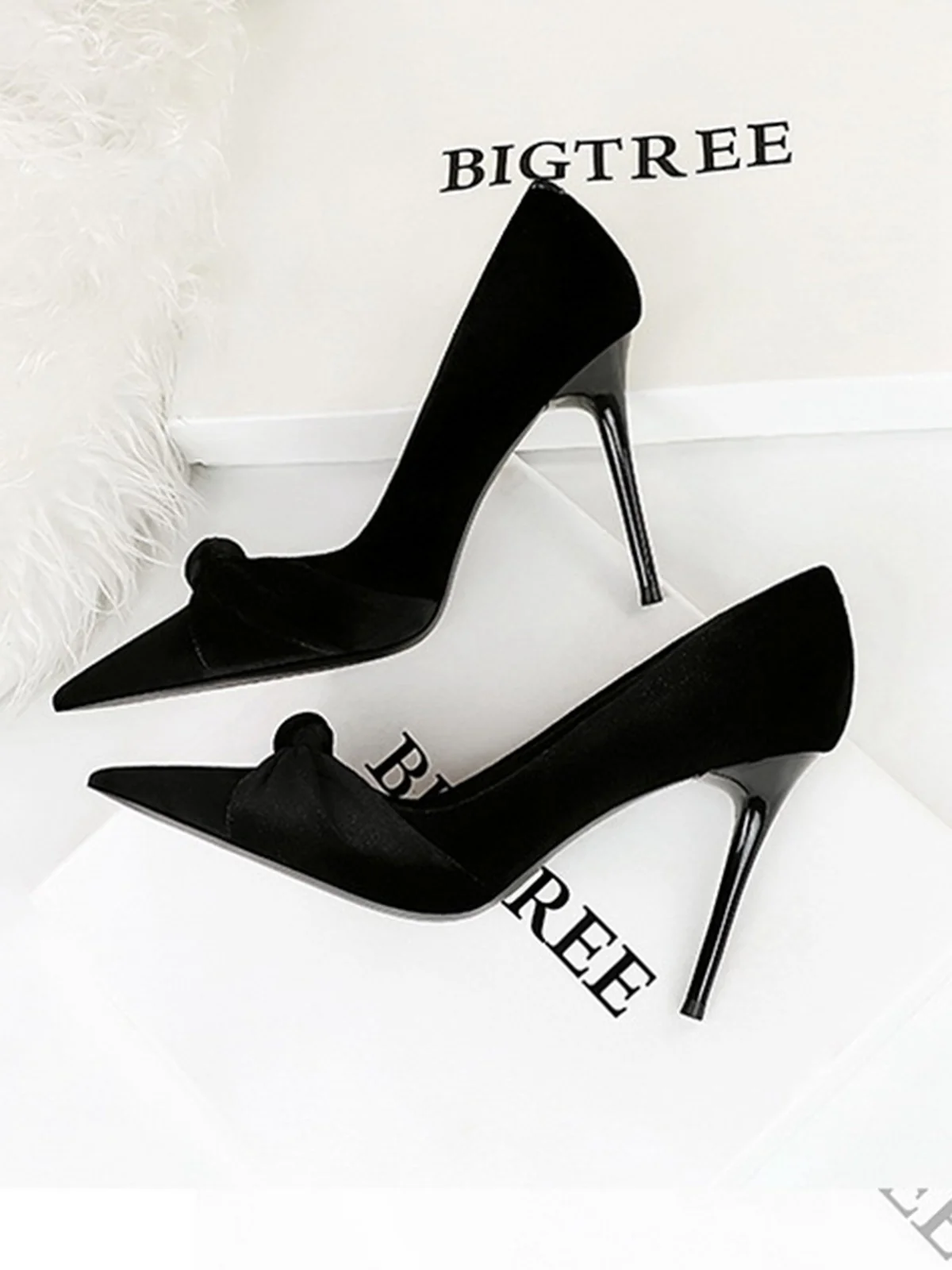 Pointed Toe Velvet Stiletto Heels Shoes - Image 10