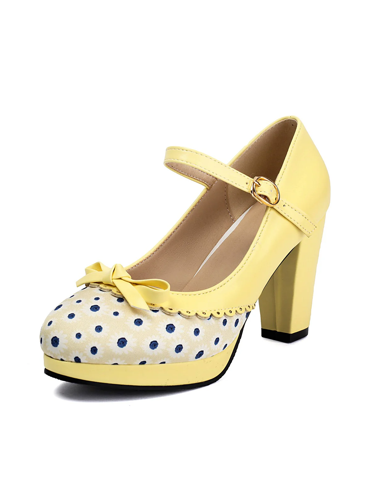 Polka Dot Round Toe Chunky Heels - Image 11